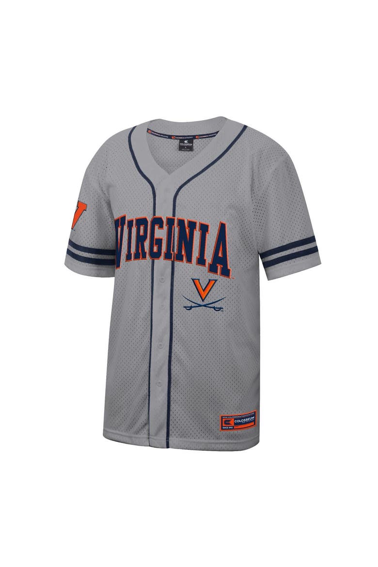 Men's Colosseum Gray Virginia Cavaliers Free Spirited Baseball Jersey, Alternate, color, Gray