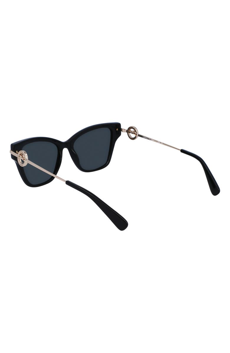 Longchamp Medallion 52mm Modified Rectangular Sunglasses, Alternate, color, Black