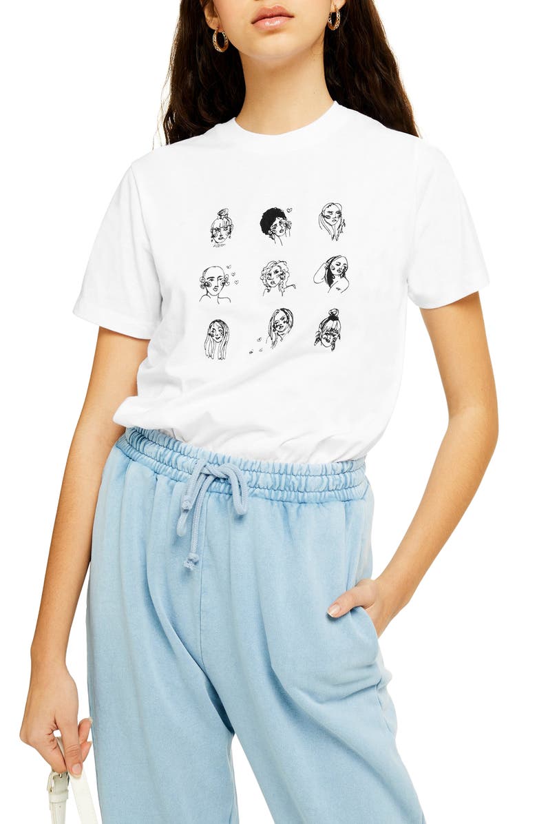 Topshop By Tee & Cake Sketch Girl Tee, Main, color, 