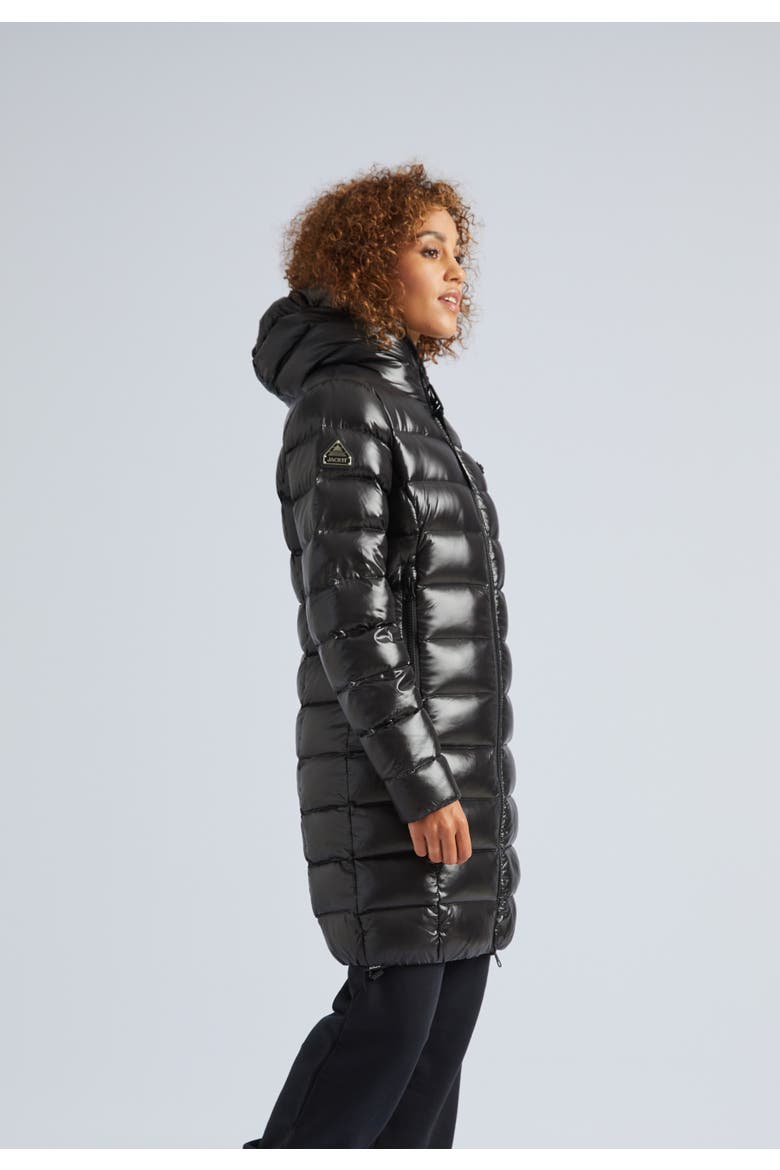 Longline Puffer Coat, Alternate, color, Black