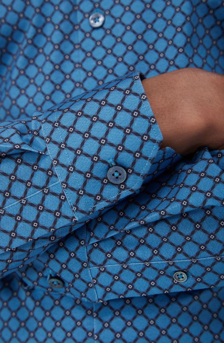 Bugatchi Jules OoohCotton<sup>®</sup> Diagonal Check Button-Up Shirt, Alternate, color, Night Blue