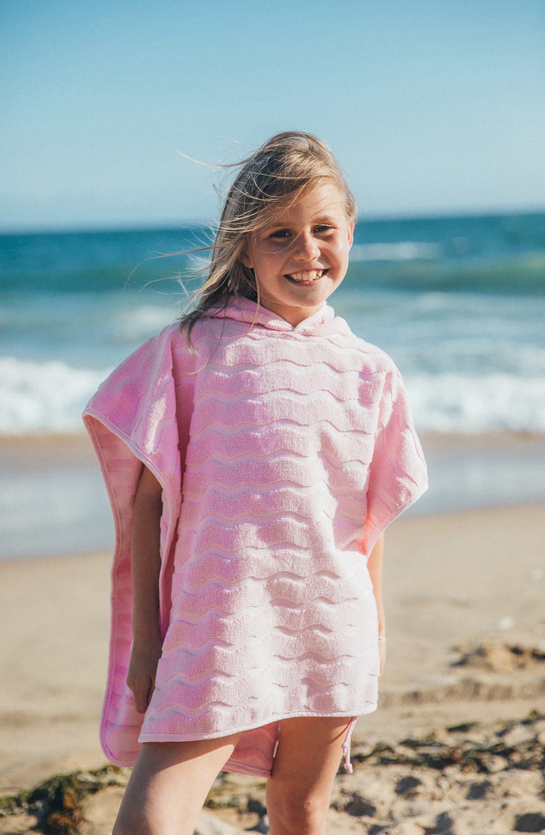 Feather 4 Arrow El Ray Hooded Cotton Terry Cloth Poncho, Alternate, color, Fairy Tale Pink