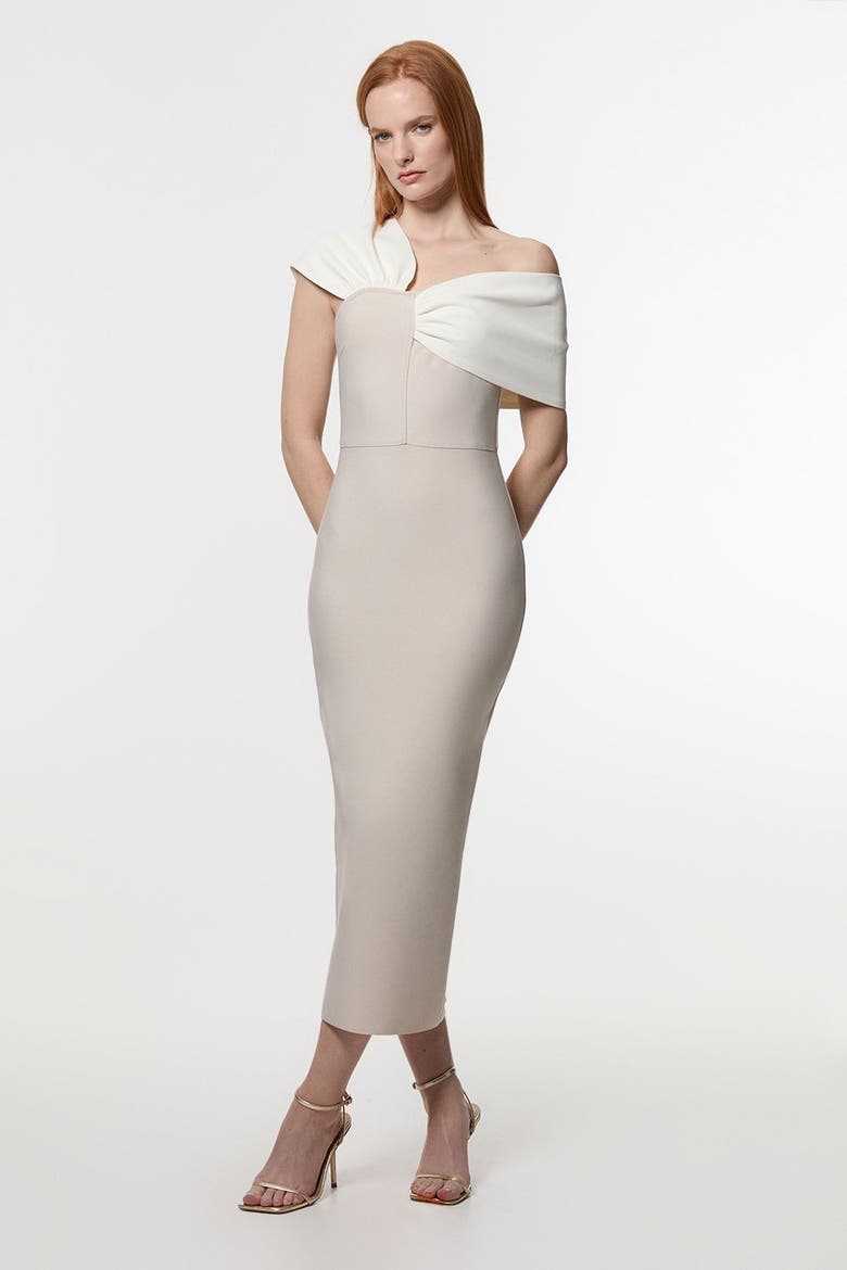 Asymmetric Strap Knit Midi Dress, Main, color, Neutral