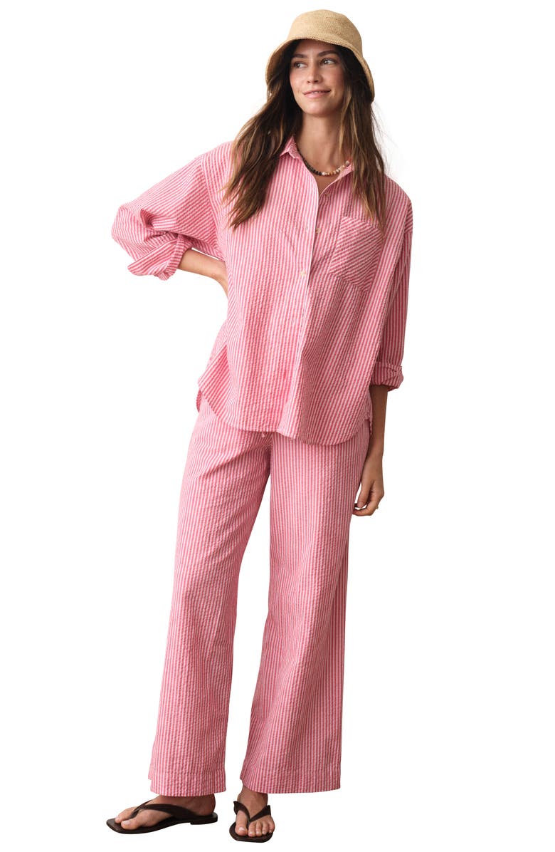Marine Layer Gracey Stripe Oversize Cotton & Kapok Seersucker Button-Up Shirt, Alternate, color,