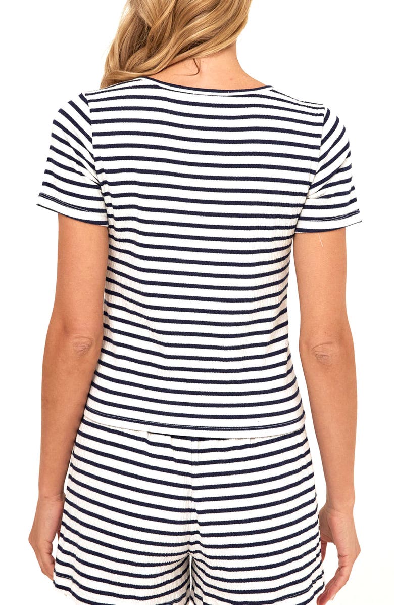 Threads 4 Thought Jamila Stripe Smocked Square Neck Top, Alternate, color, Ecru/ Stargazer