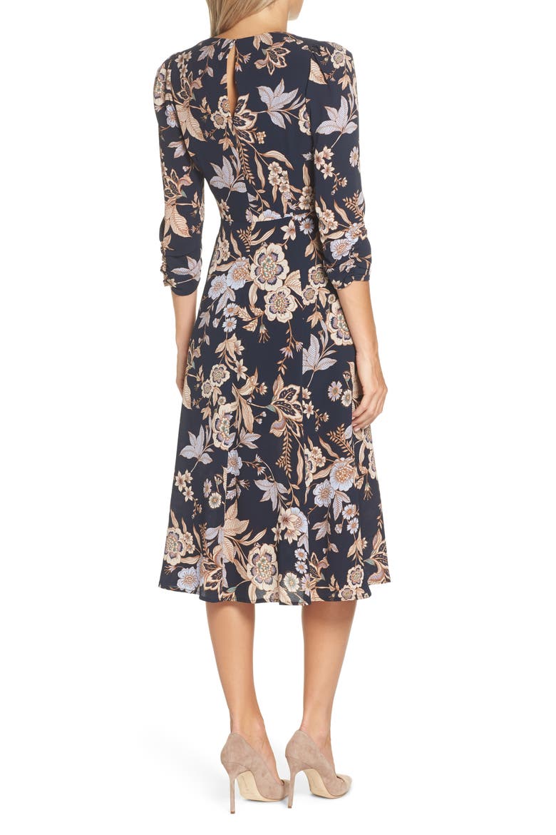 Floral Midi Dress, Alternate, color, NAVY
