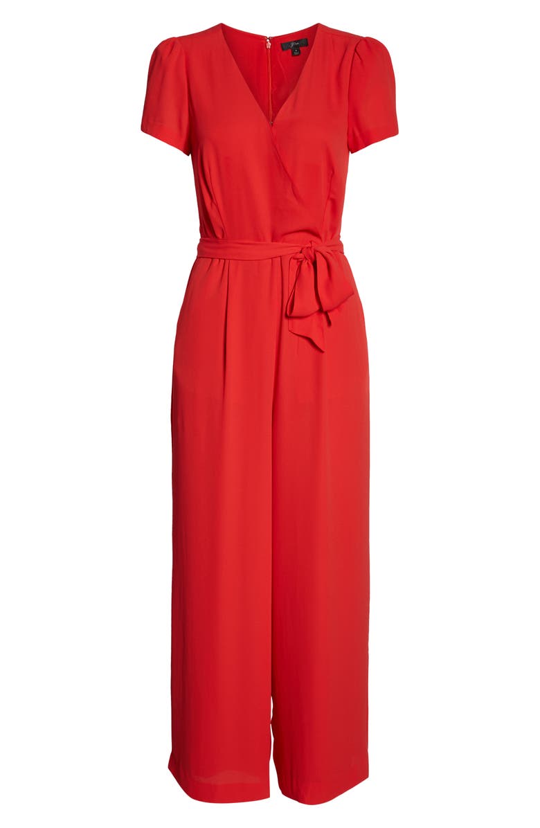 J.Crew Short Sleeve Wrap Jumpsuit, Alternate, color,