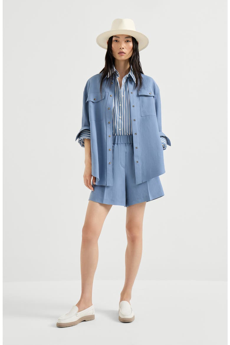 Fluid twill baggy shorts, Alternate, color, Azure