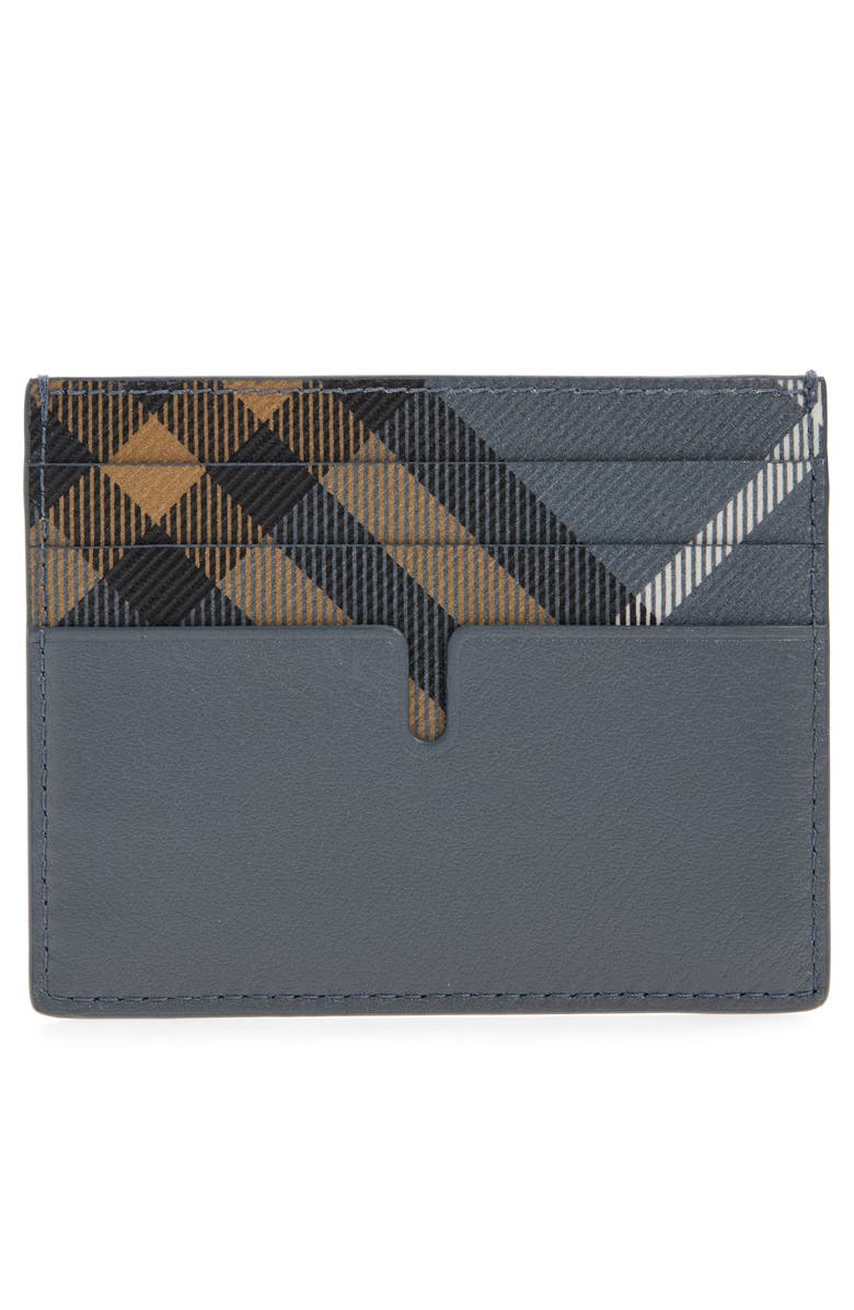 Burberry New Tall Sandon Check Coated Canvas & Leather Card Holded, Alternate, color, Wave Blue