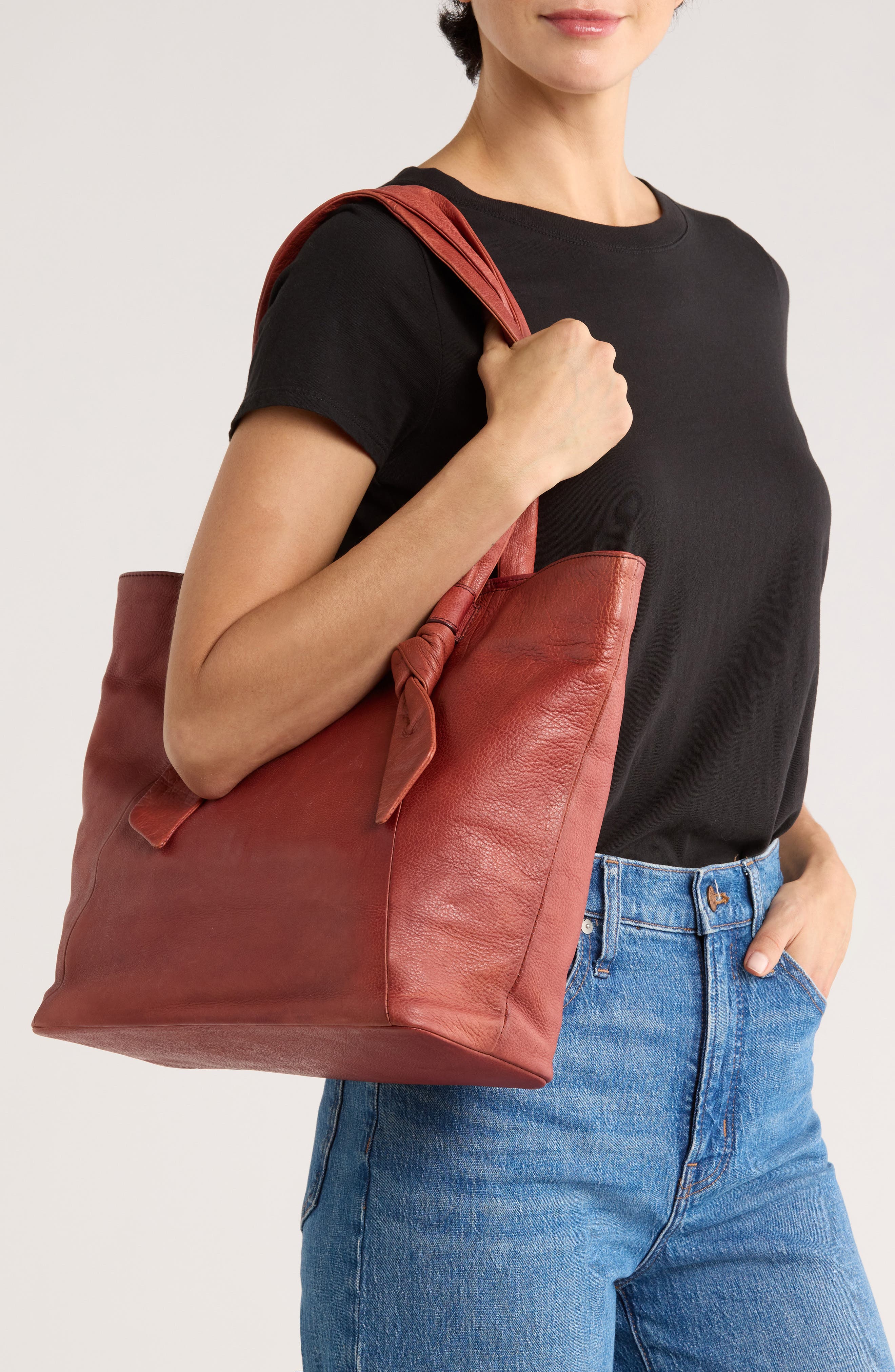 Frye Nora Knotted Strap Tote Bag, Alternate, color, Burgundy