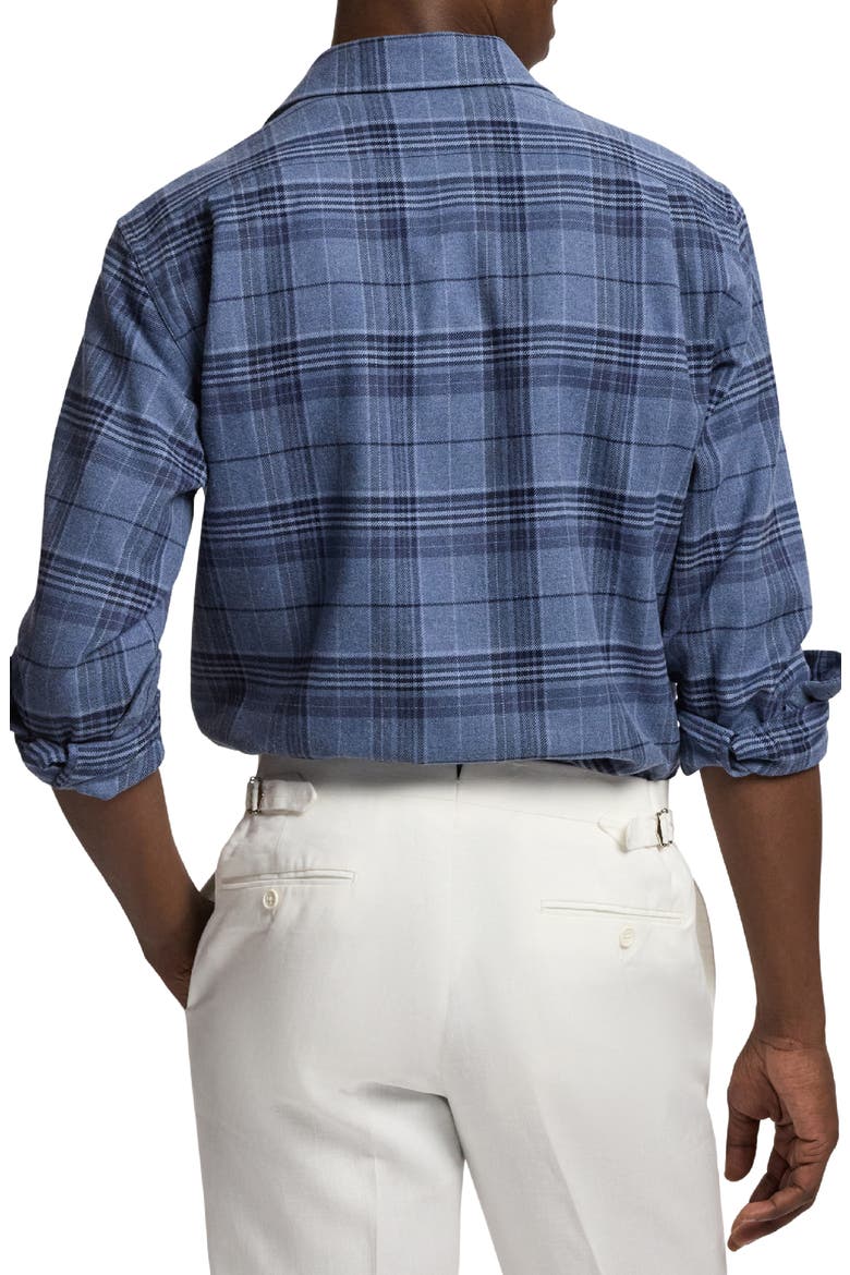 Blanket Plaid Cotton Flannel Button-Up Shirt, Alternate, color, BLUE/ GREY