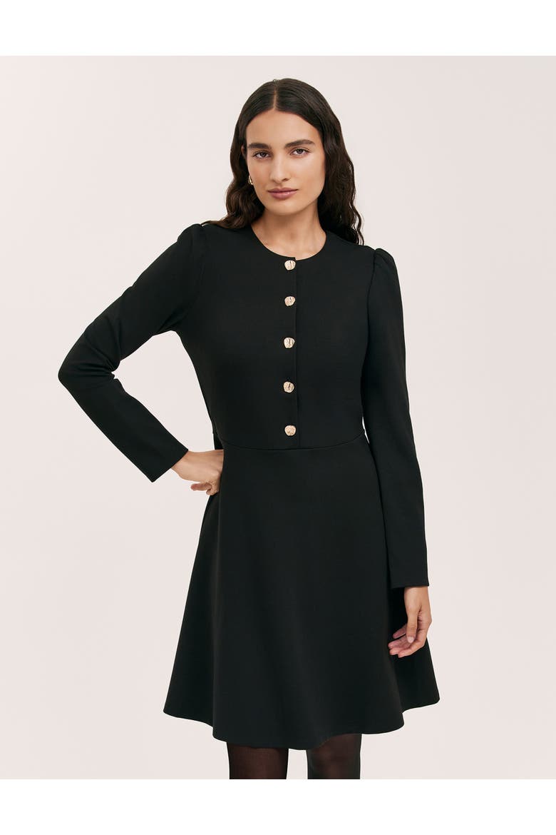 Rae Ponte Jersey Buttoned Dress, Alternate, color, Black