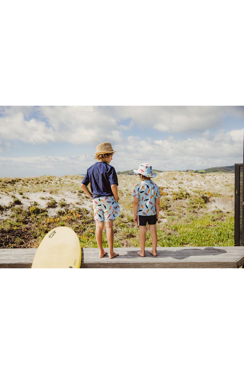 Snapper Rock Kids' Retro Surf Short Sleeve Rashguard & Swim Trunks Set, Alternate, color, 