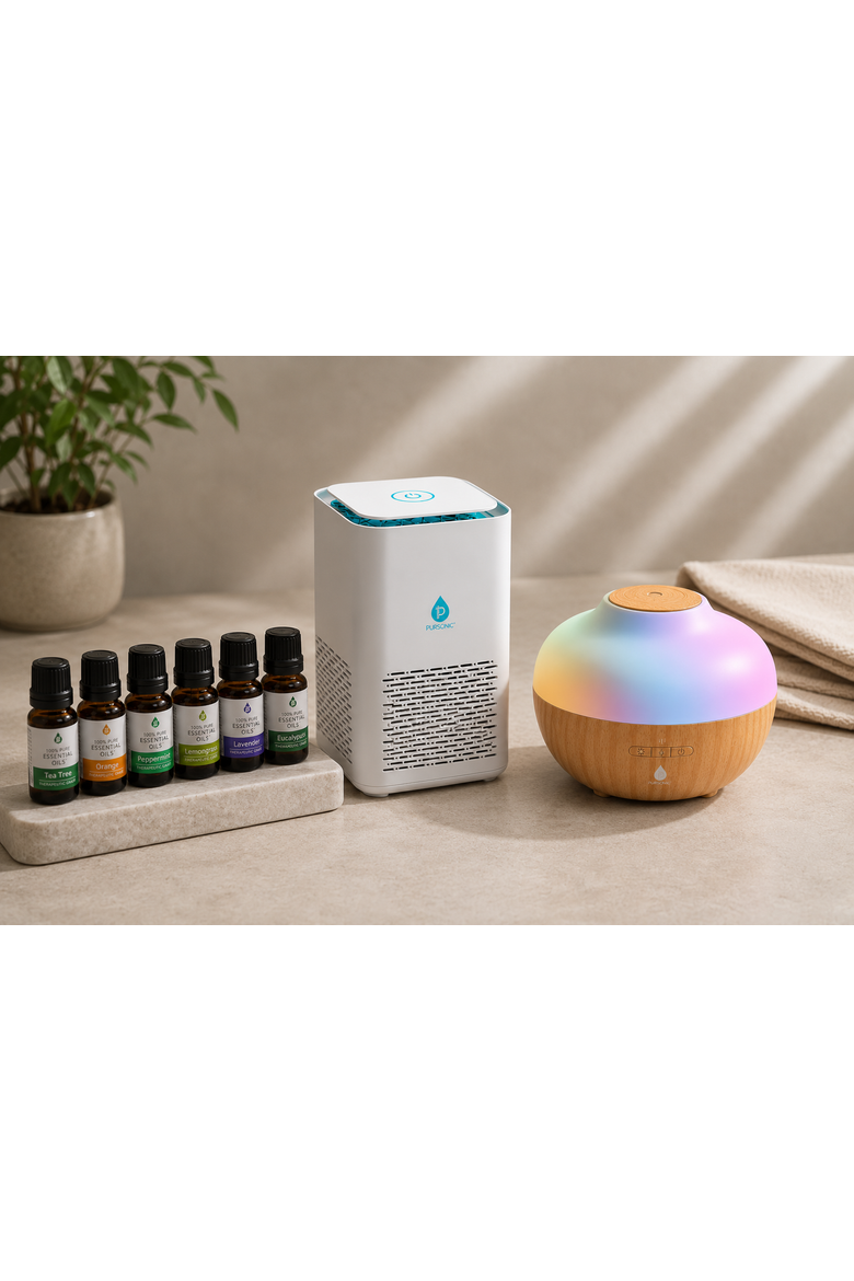 Air Purifier, Diffuser & Essential Oils Set, Alternate, color, Multicolor