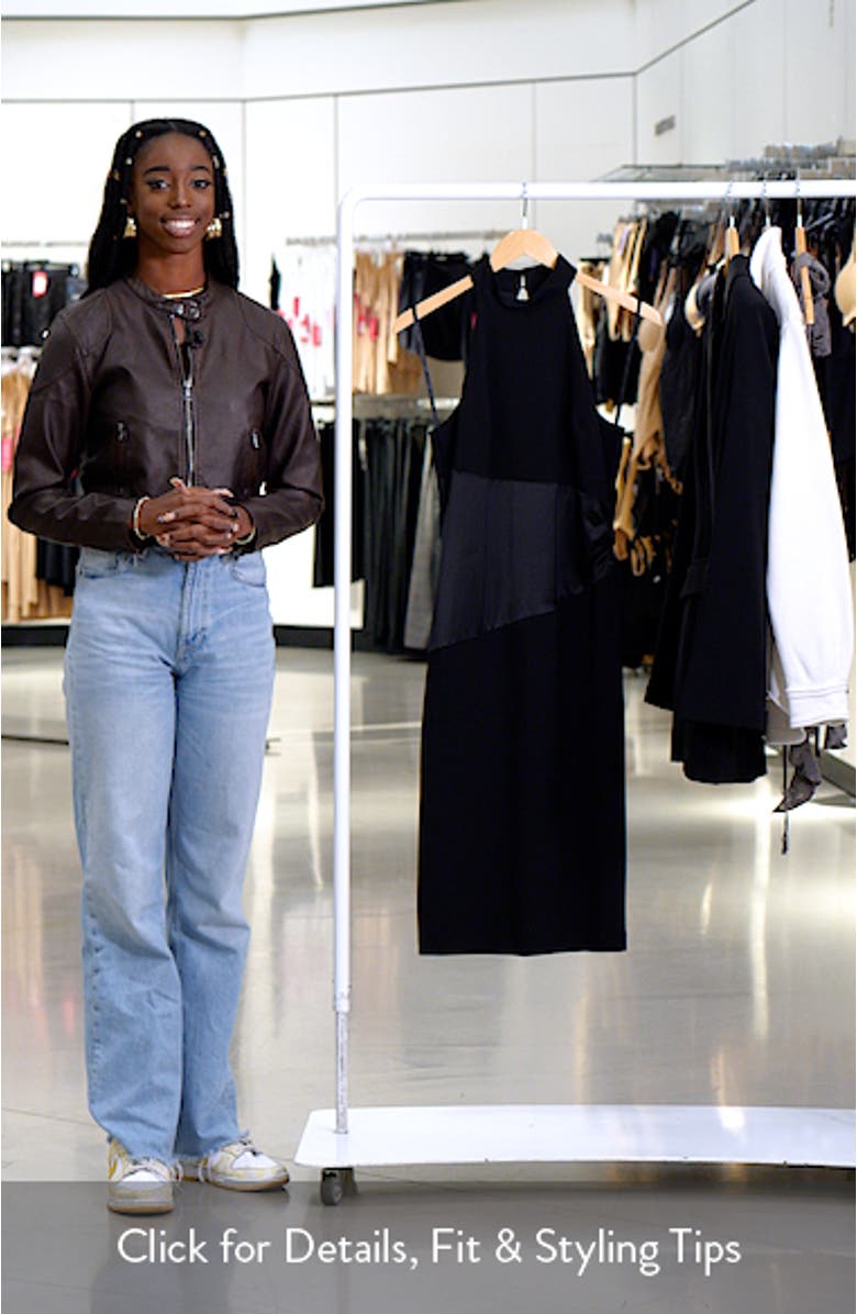 High Neck Mixed Media Cocktail Sheath Dress, sales video thumbnail