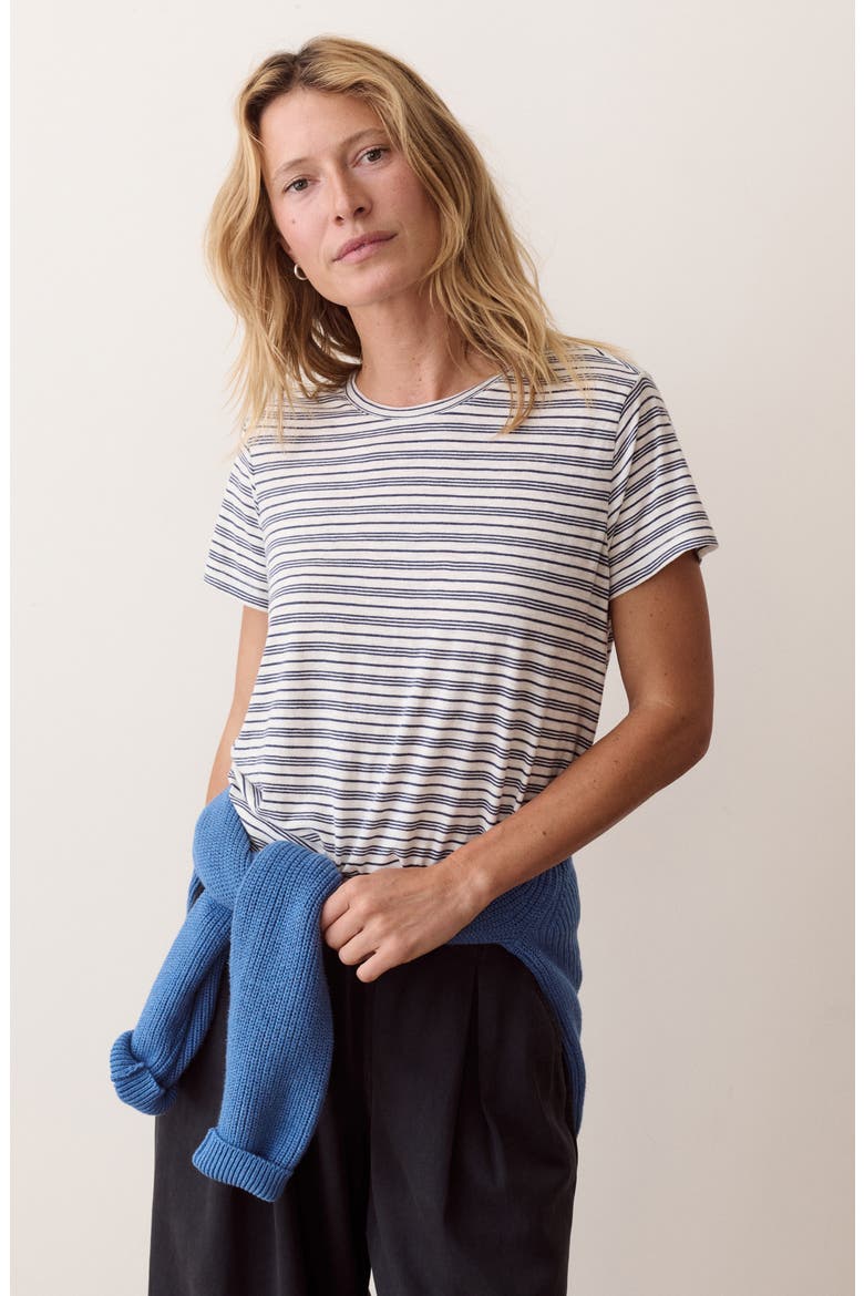 Swing Stripe Crewneck T-Shirt, Alternate, color, NAVY STRIPE