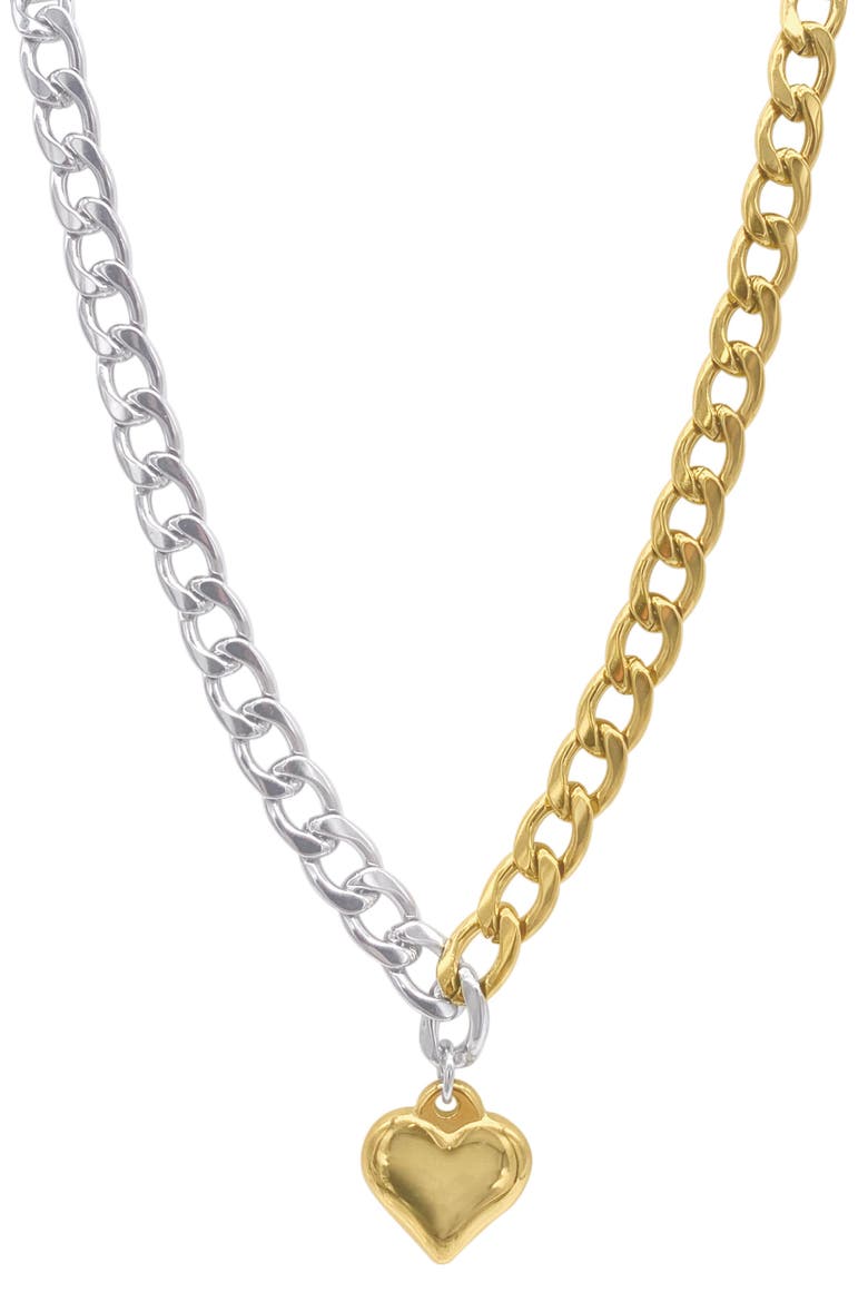 Half & Half Heart Chain Toggle Necklace, Main, color, MULTI