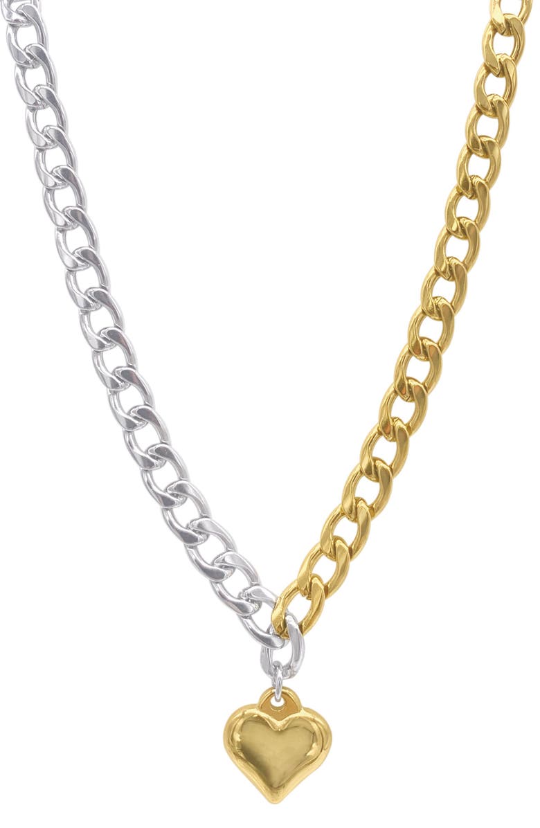 Adornia Half & Half Heart Chain Toggle Necklace, Main, color, Multi