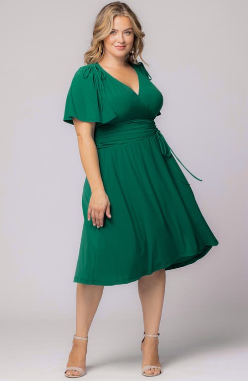 Kiyonna Jemma Ruched Tie Dress In Clover Green
