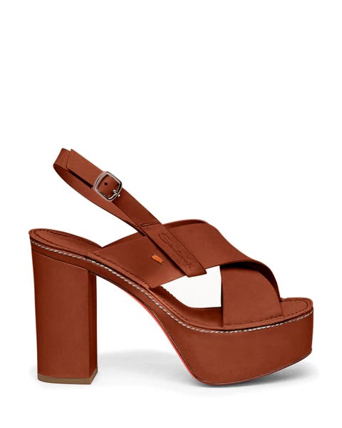 Leather high-heel sandal