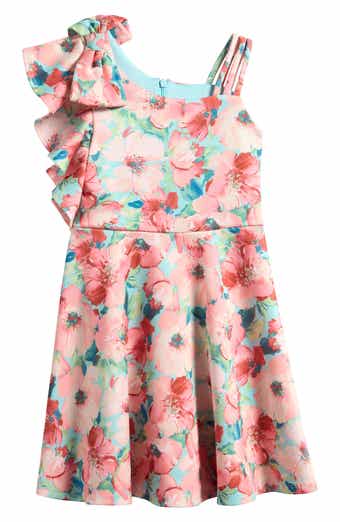 Iris & Ivy Kids' Floral One-Shoulder Scuba Knit Dress