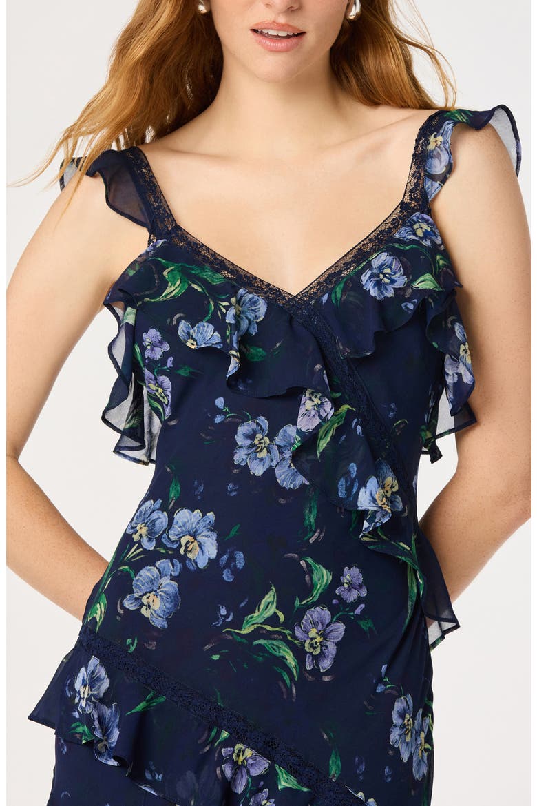 Megan Ruffled Maxi Dress, Alternate, color, NAVY FLORAL