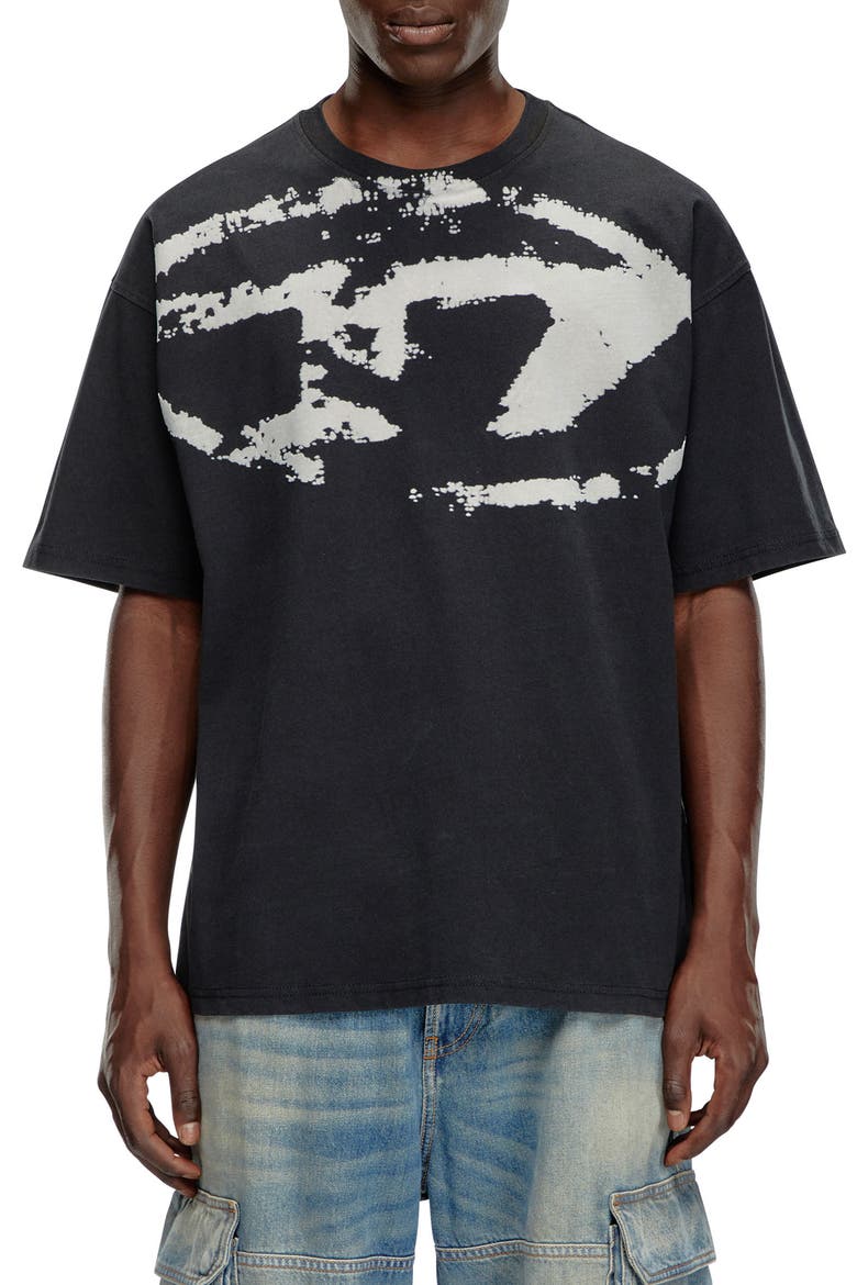 T-Boxt-N14 Flocked Logo T-Shirt, Main, color, BLACK