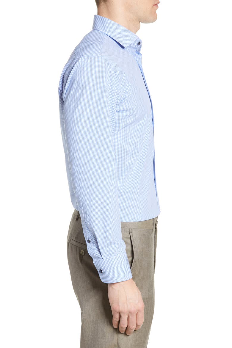 Tech-Smart Trim Fit Stretch Check Dress Shirt, Alternate, color, BLUE AZURITE