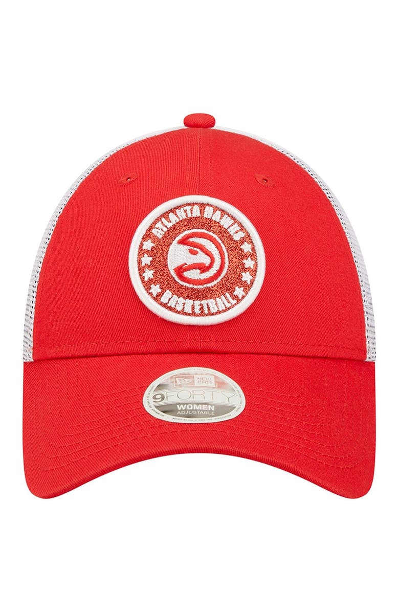 New Era Women's New Era Red/White Atlanta Hawks Glitter Patch 9FORTY Snapback Hat, Alternate, color, Red