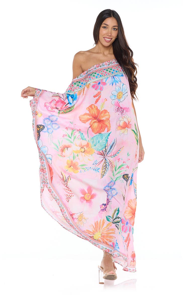 Floral One-Shoulder Cover-Up Dress, Alternate, color, PINK