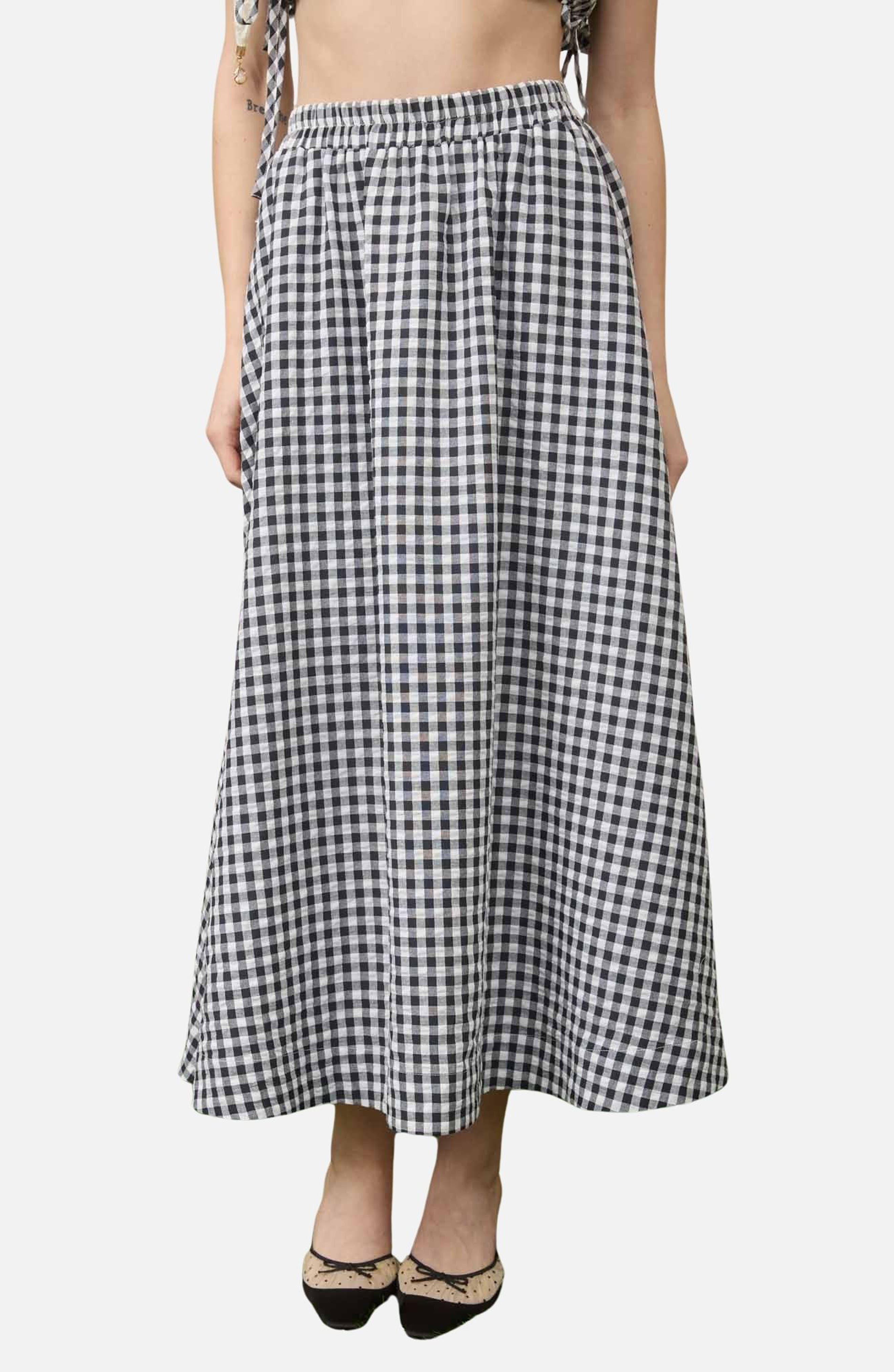 Blu Pepper Gingham Maxi Skirt