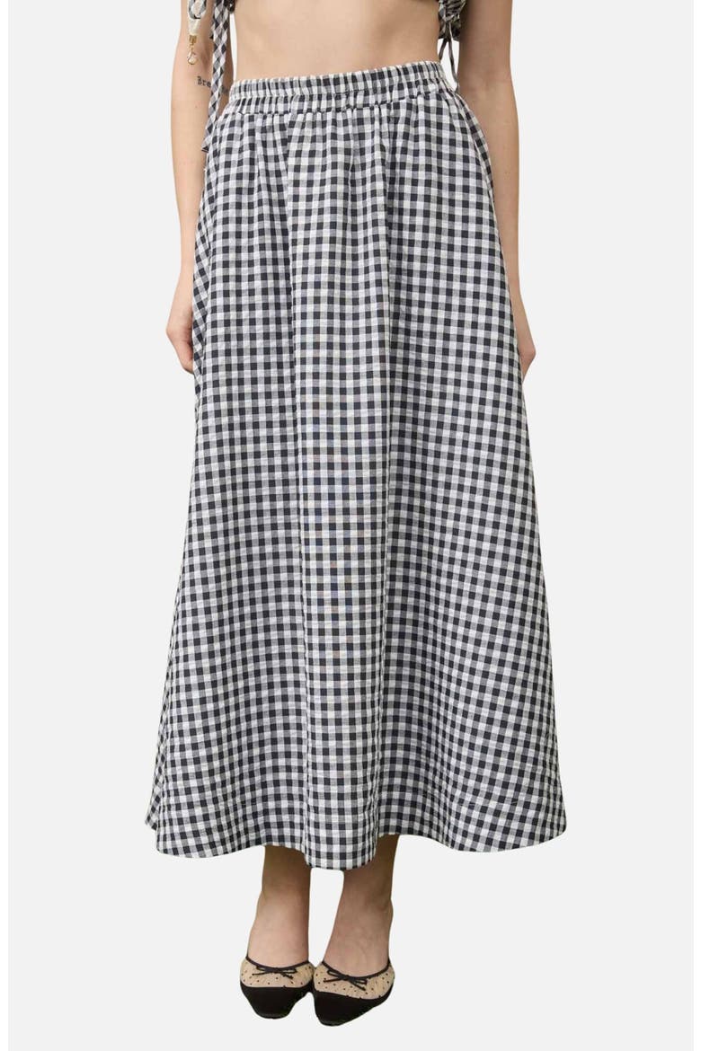 Gingham Maxi Skirt, Main, color, BLACK