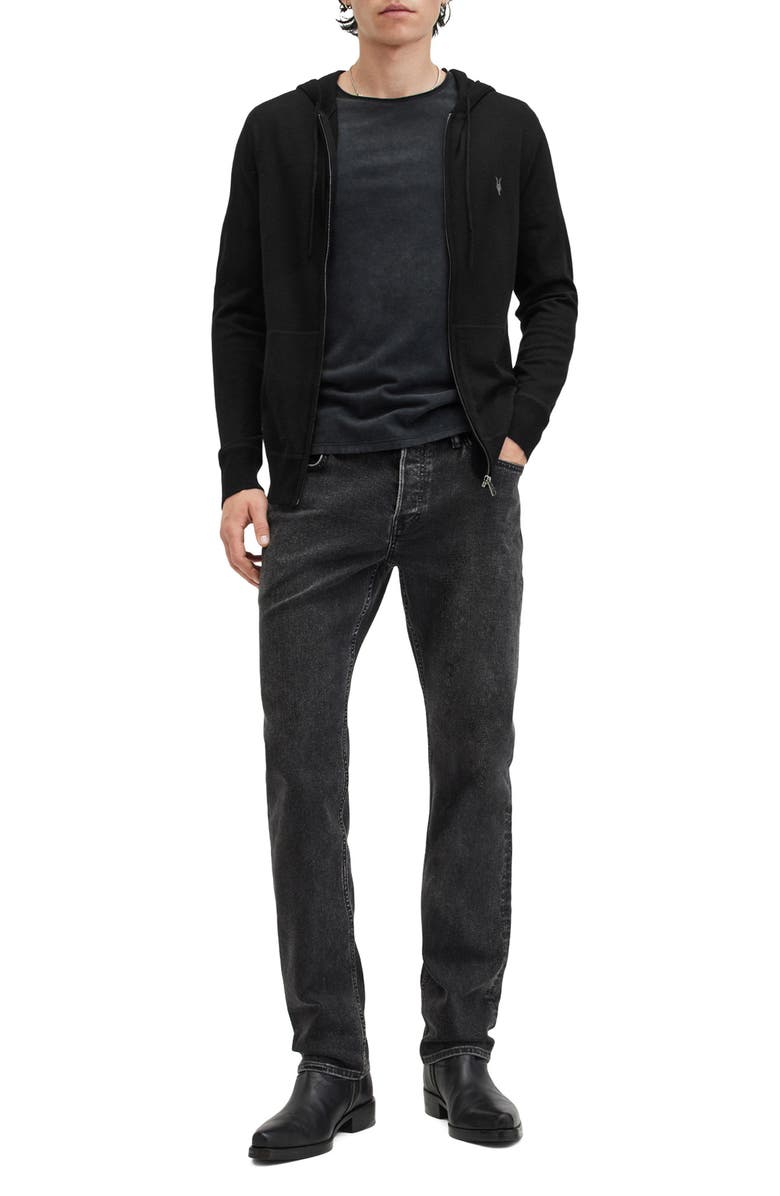 AllSaints Mode Merino Wool Hoodie, Alternate, color, Black