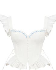 HOUSE OF CB Lilibet Embroidered Cutout Cotton Corset Top