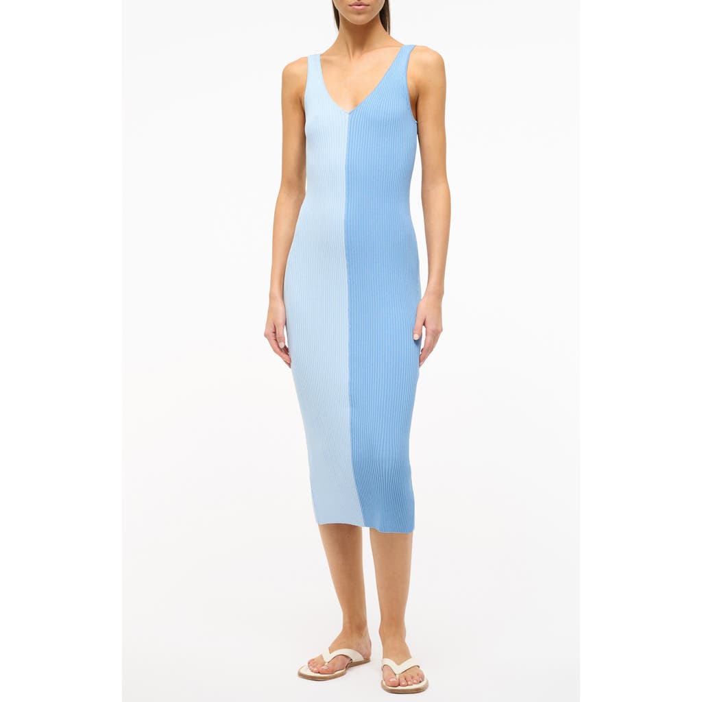 STAUD STAUD DANA TWO-TONE MIDI SWEATER DRESS