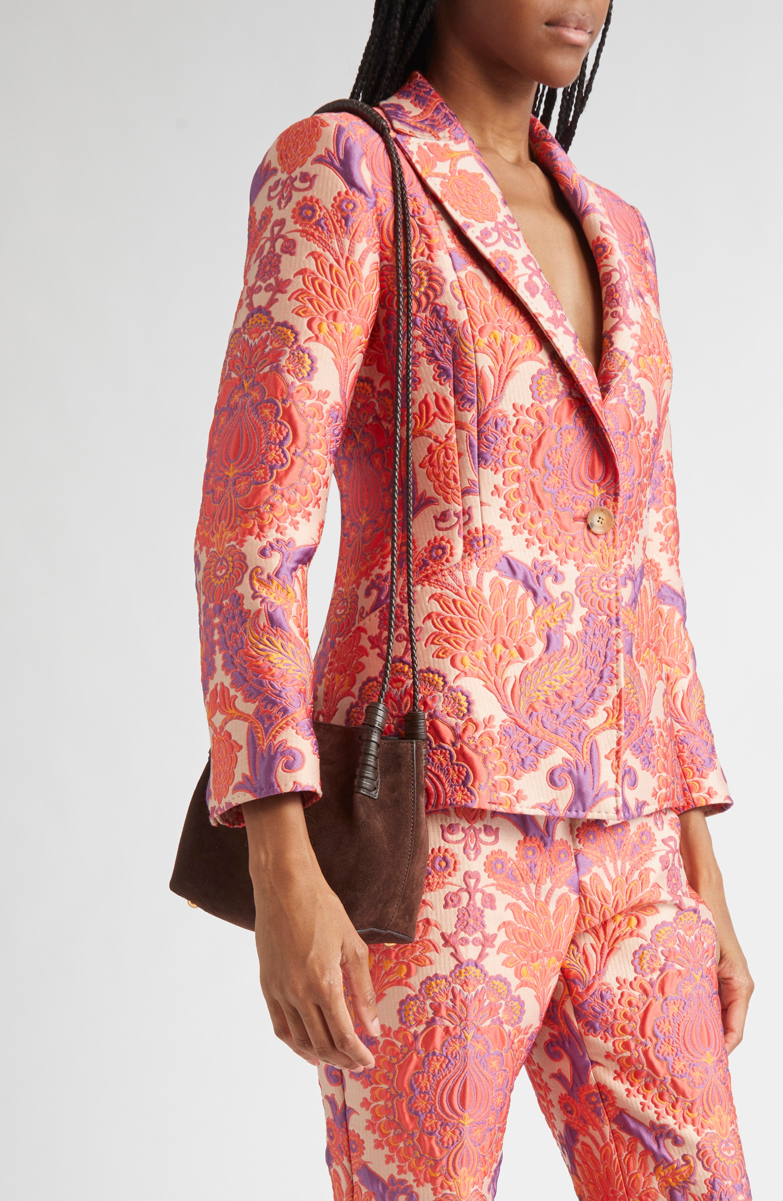 Etro Extra Small Libra Suede Crossbody Bag, Alternate, color, M0406 Dark Brown