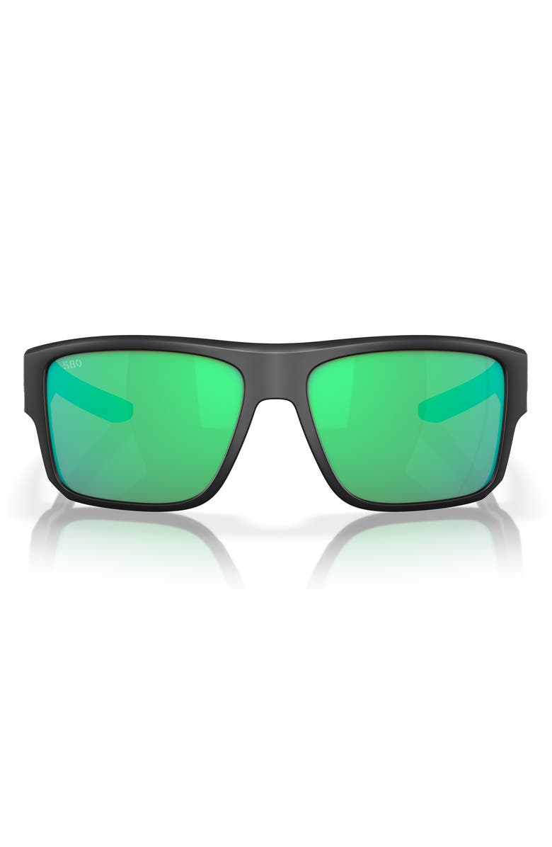 Costa Del Mar Taxman 59mm Polarized Square Sunglasses, Main, color, Matte Black/ Green Mirror