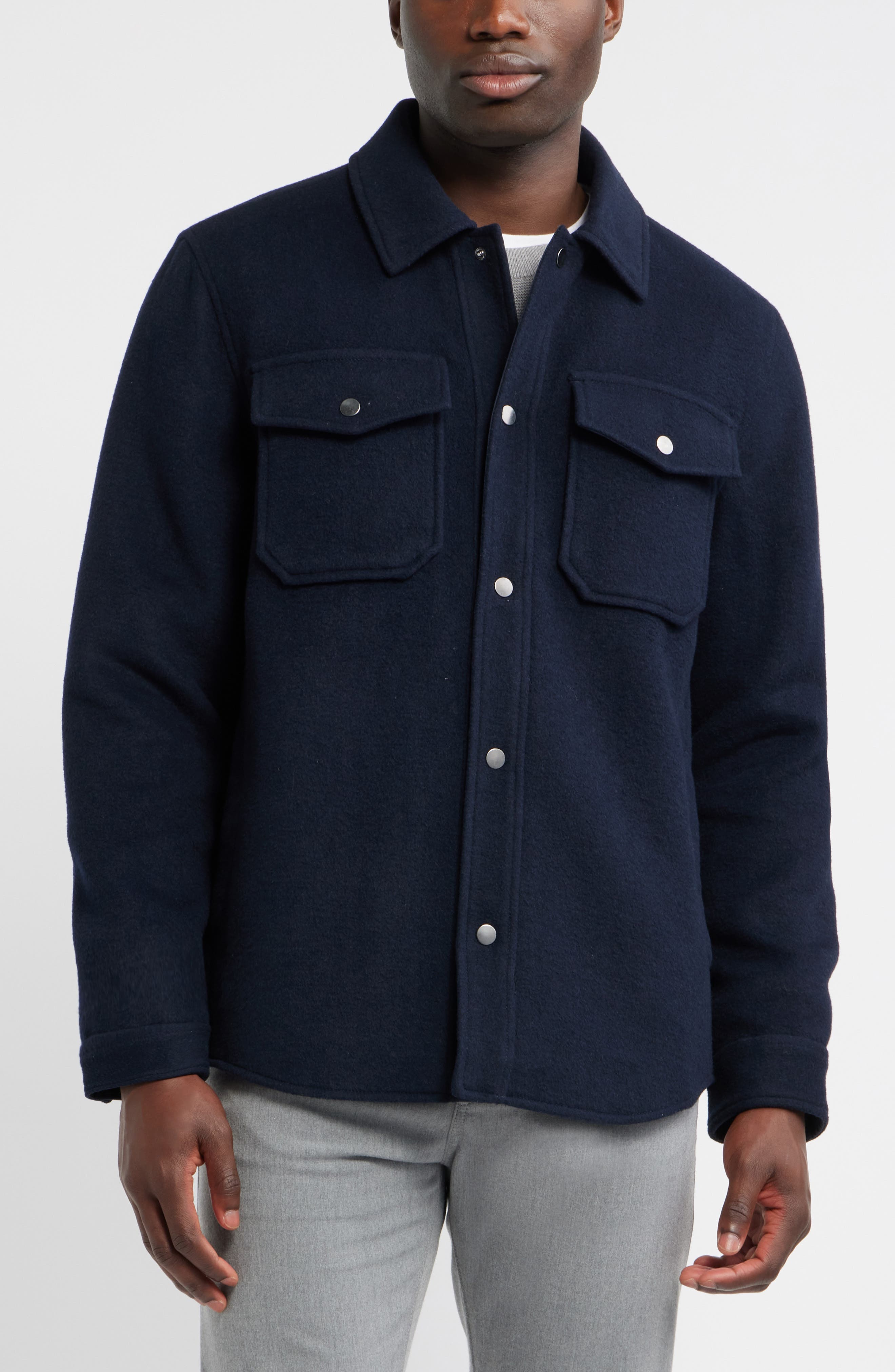Мужские куртки Nordstrom Wool Blend Shirt Jacket — фото 5