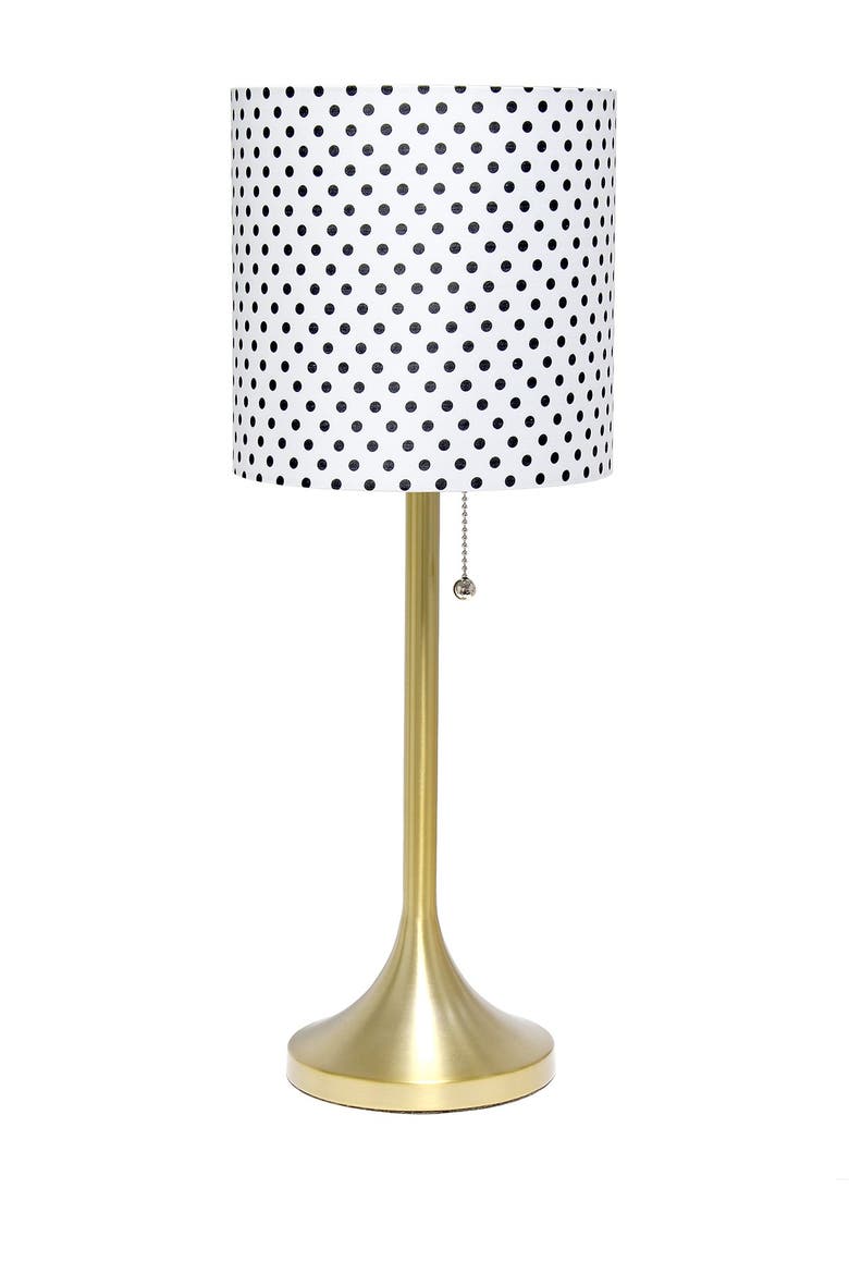 Gold Tapered Table Lamp with Polka Dot Fabric Drum Shade, Alternate, color, GOLD/ DOT