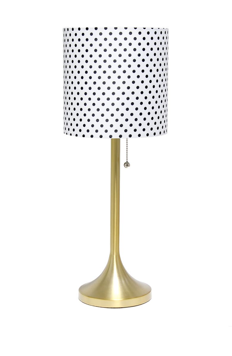 LALIA HOME Gold Tapered Table Lamp with Polka Dot Fabric Drum Shade, Alternate, color,