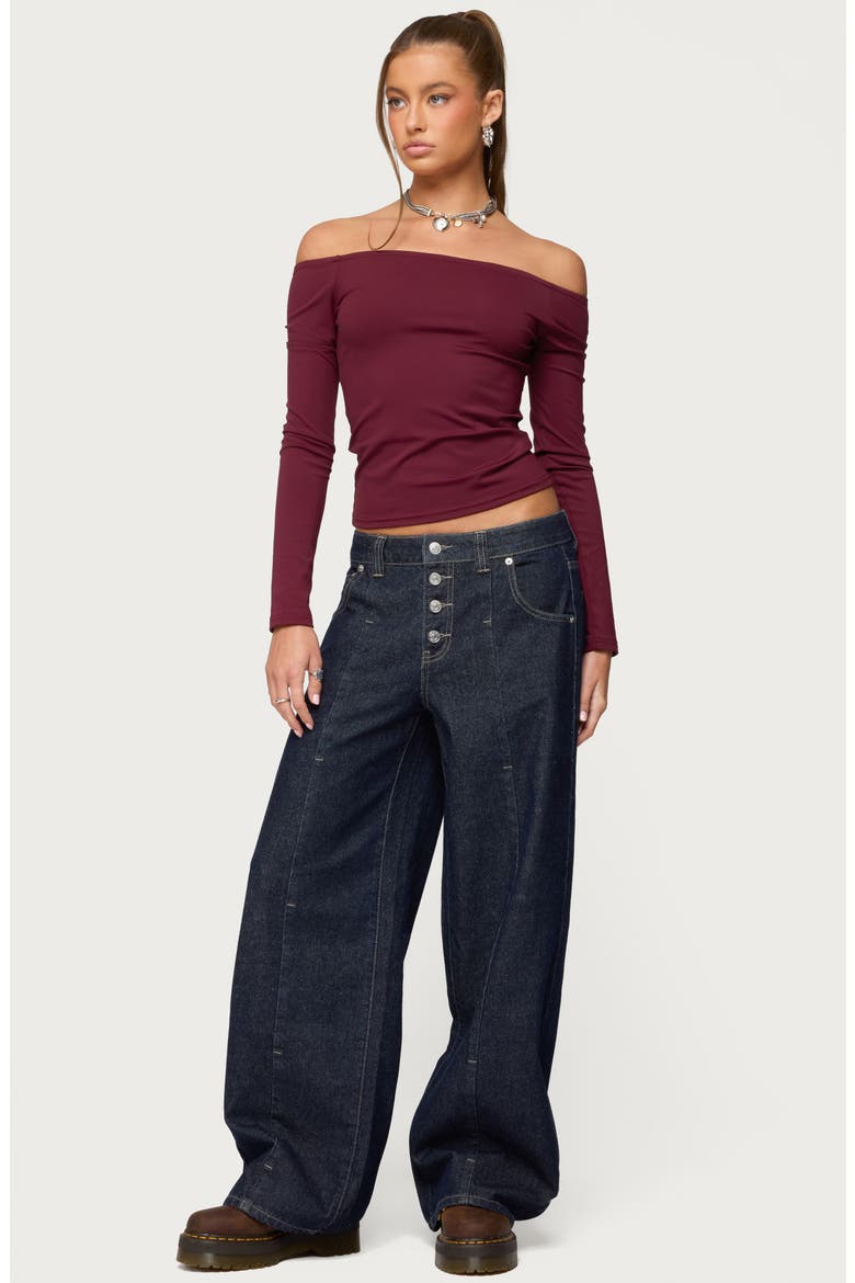 Katie Off the Shoulder Long Sleeve Top, Alternate, color, PURPLE