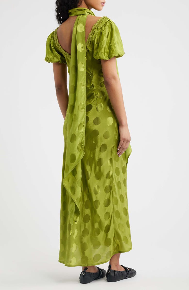 Damson Madder Aoife Dot Satin Jacquard Minidress, Alternate, color, Green