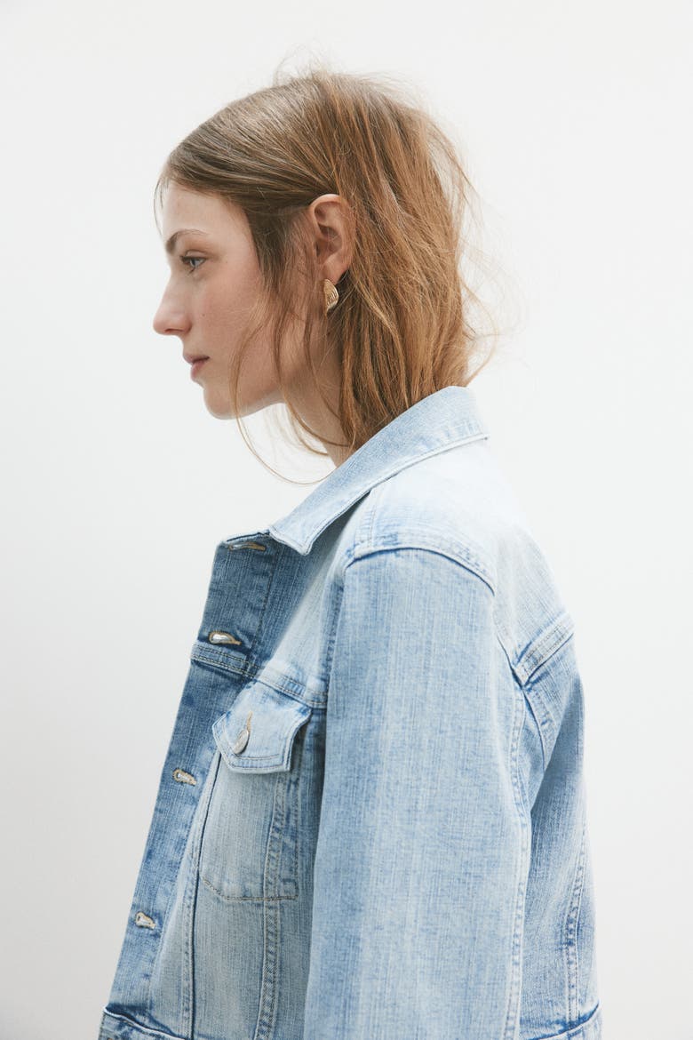 Short Denim Jacket, Alternate, color, Light denim blue