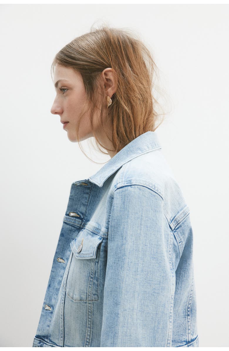 H&M Short Denim Jacket, Alternate, color, Light Denim Blue