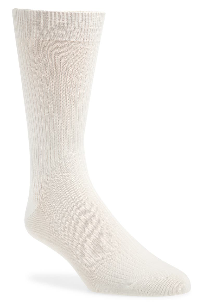 Casual Rib Crew Socks, Main, color, WHITE