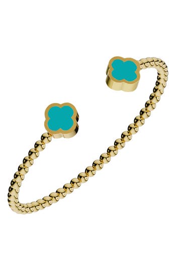 Gabi Rielle 14k Over Silver Turquiose Cuff Bracelet In Gold/turquoise