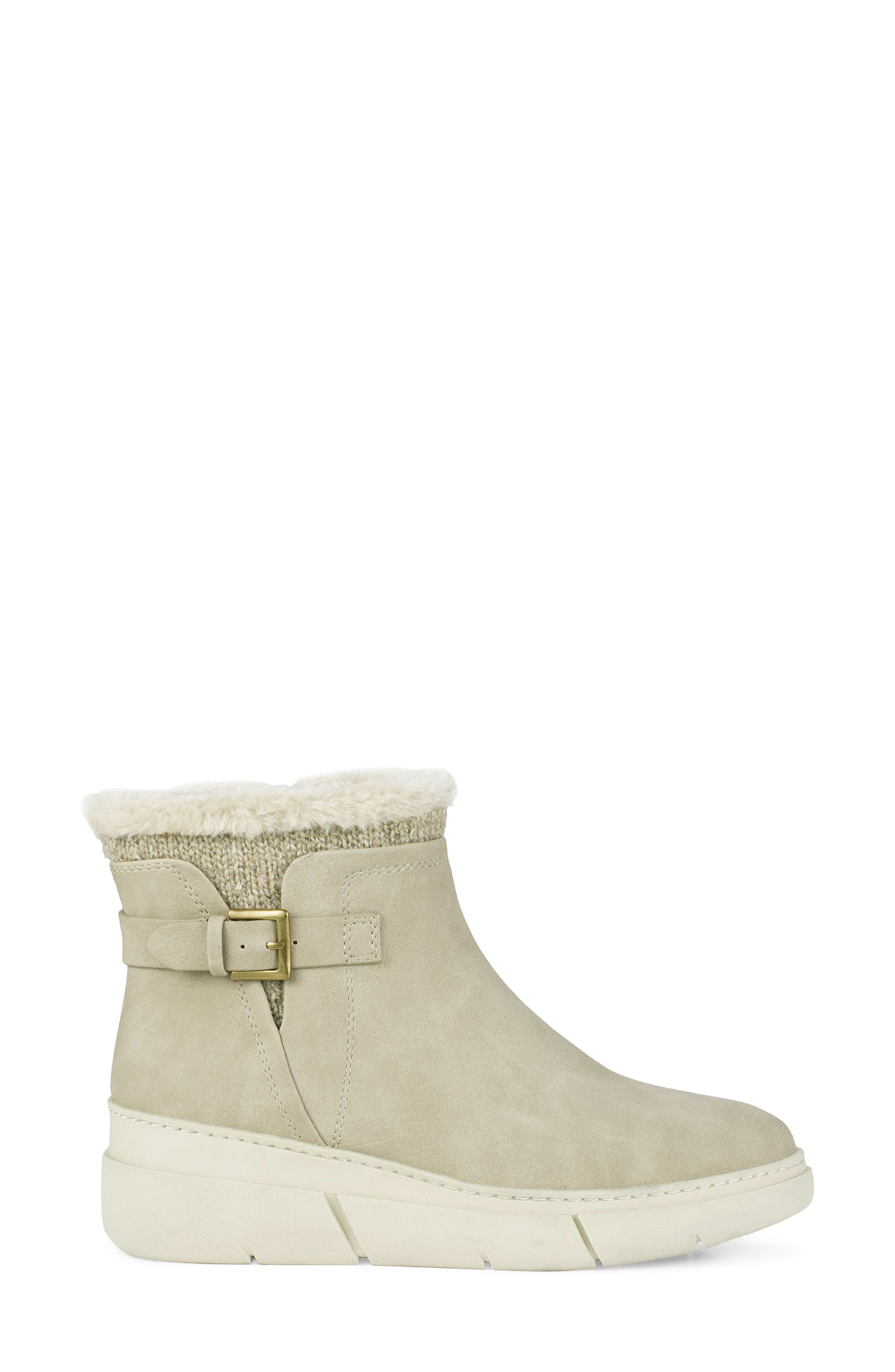 Lanney Faux Fur Wedge Bootie, Alternate, color, TAUPE