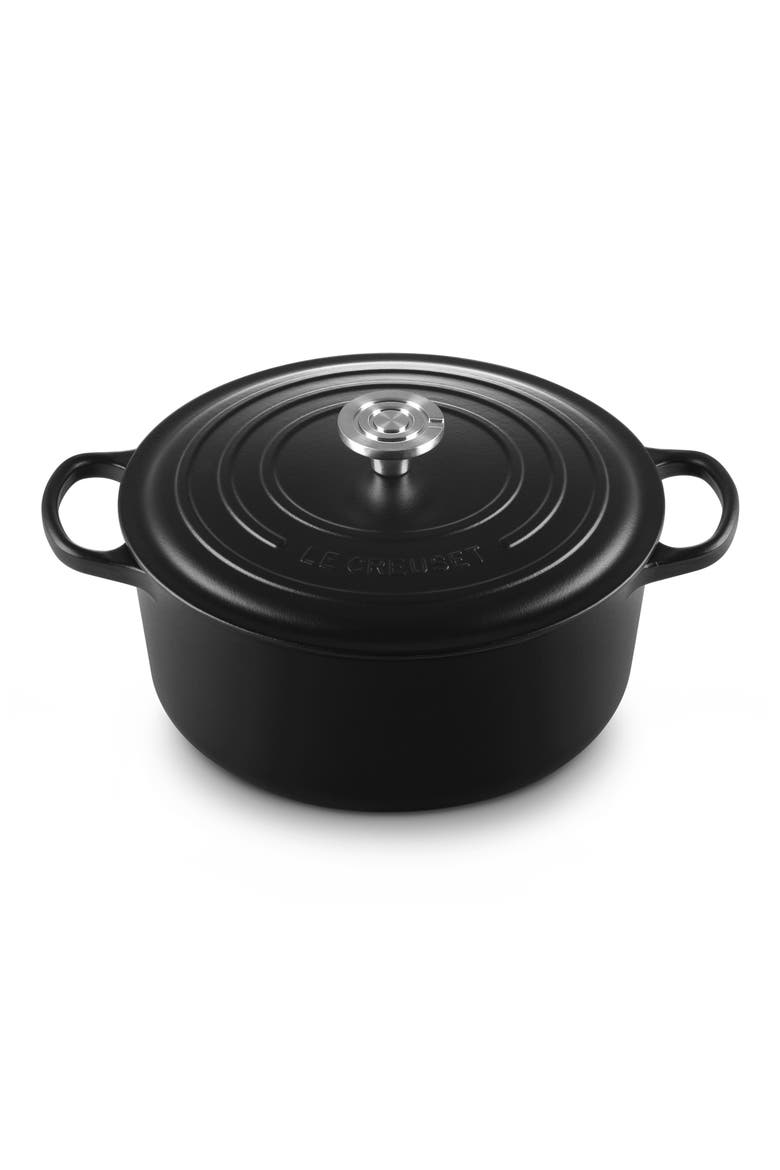 Signature 7.25-Quart Round Enameled Cast Iron Dutch Oven, Alternate, color, LICORICE