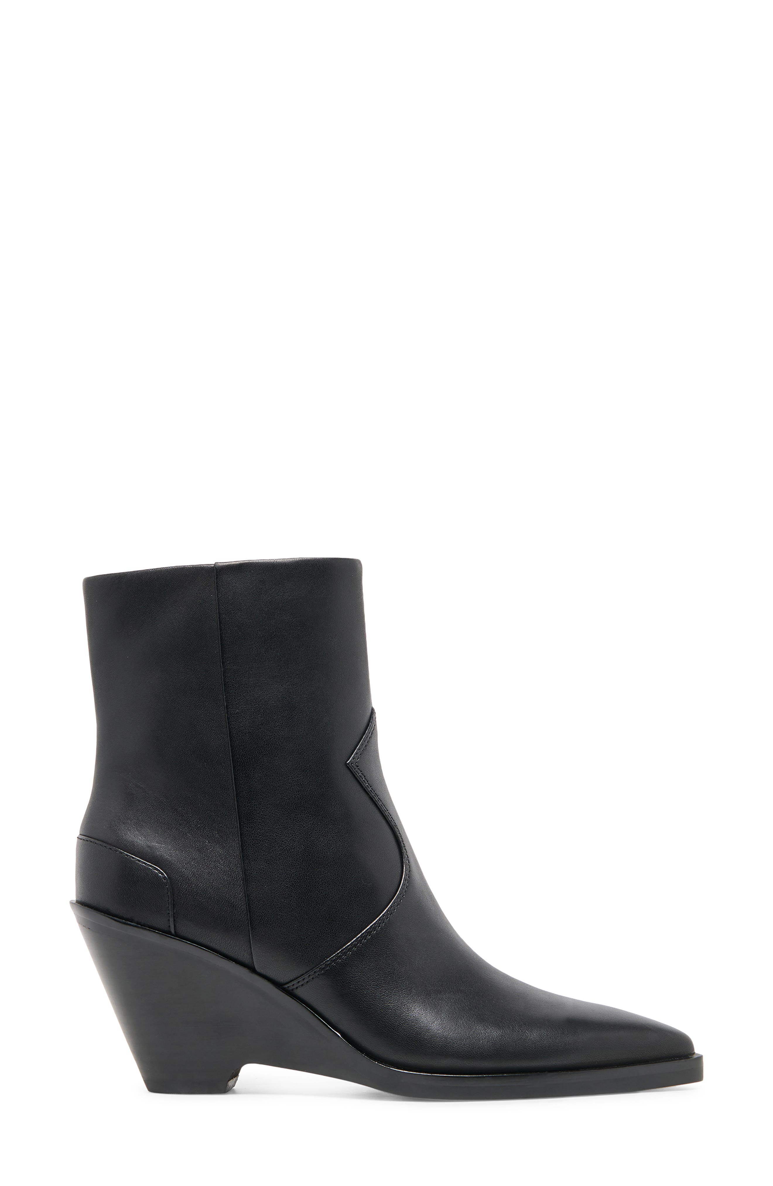 Ashtin Leather Wedge Bootie, Alternate, color, BLACK LEATHER