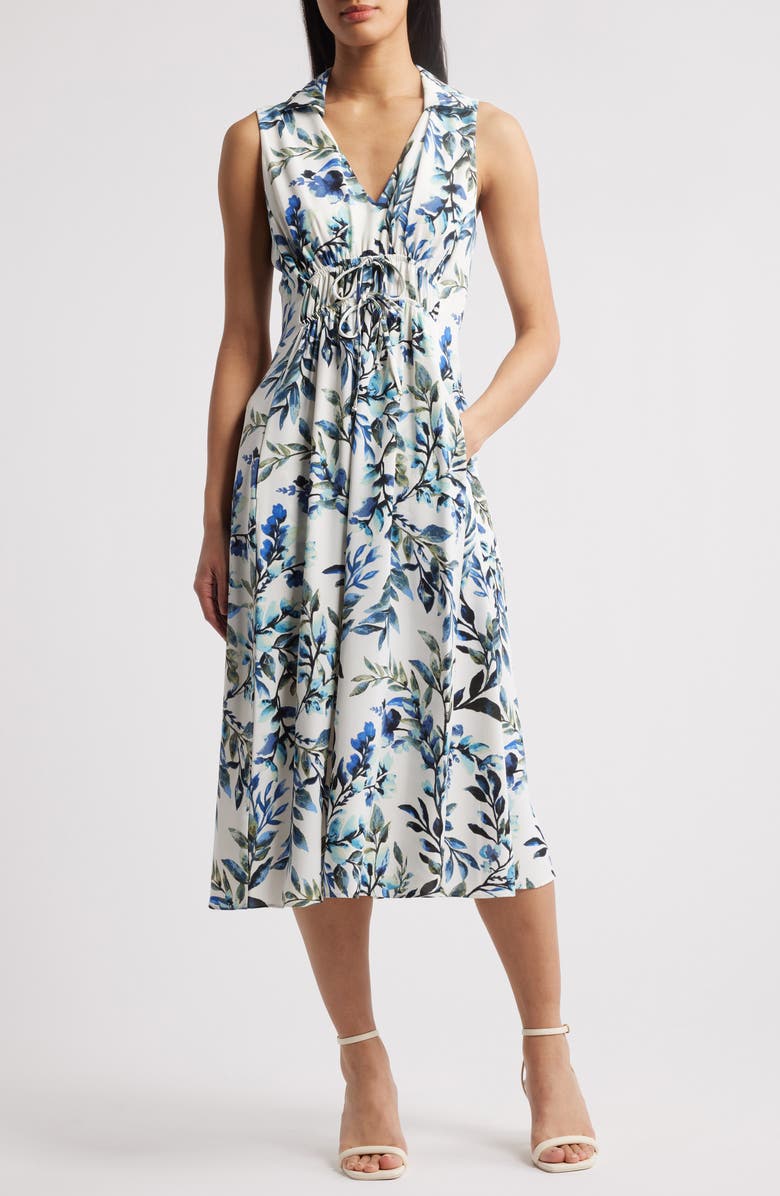 Connected Apparel Floral Sleeveless Midi Dress, Main, color, 